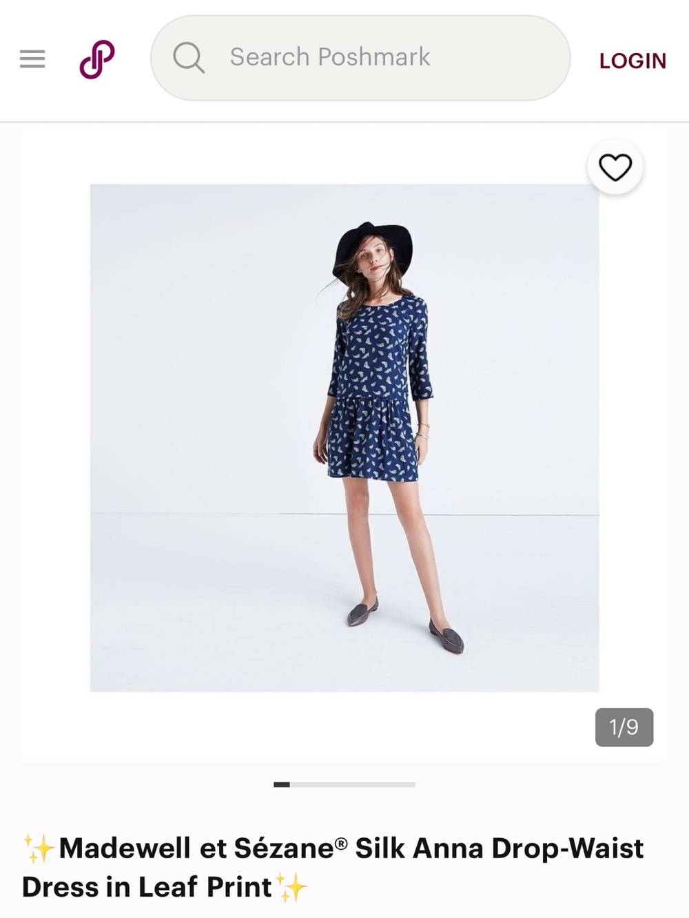 EUC Madewell x Sezanne Silk Anna Drop Waist Dress in Leaf Print. Size 2